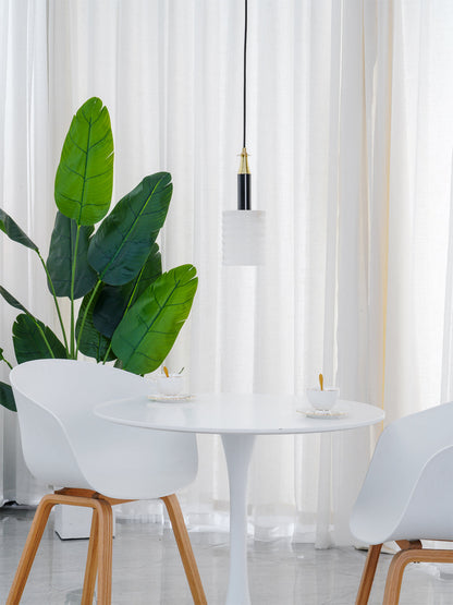 Soft Glow Grooved Cylinder Pendant Lamp With Alabaster