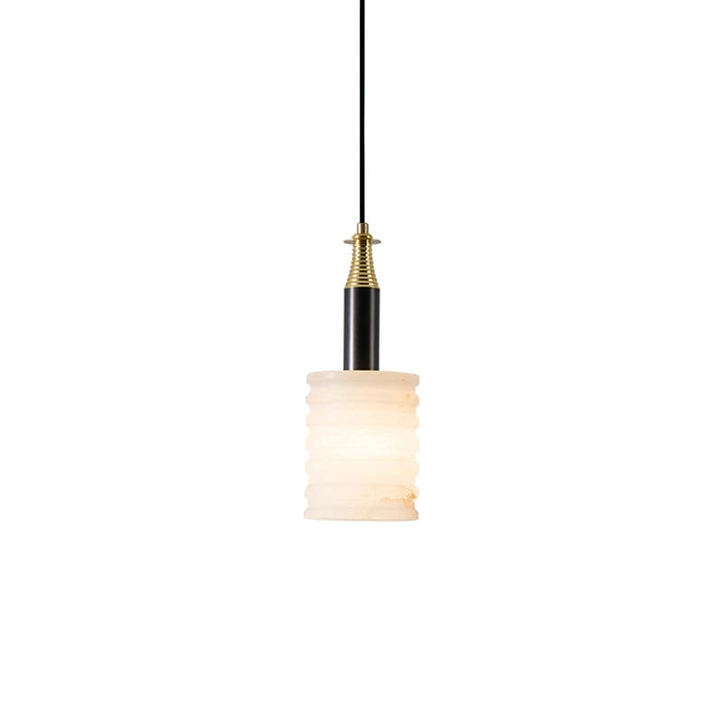 Soft Glow Grooved Cylinder Pendant Lamp With Alabaster