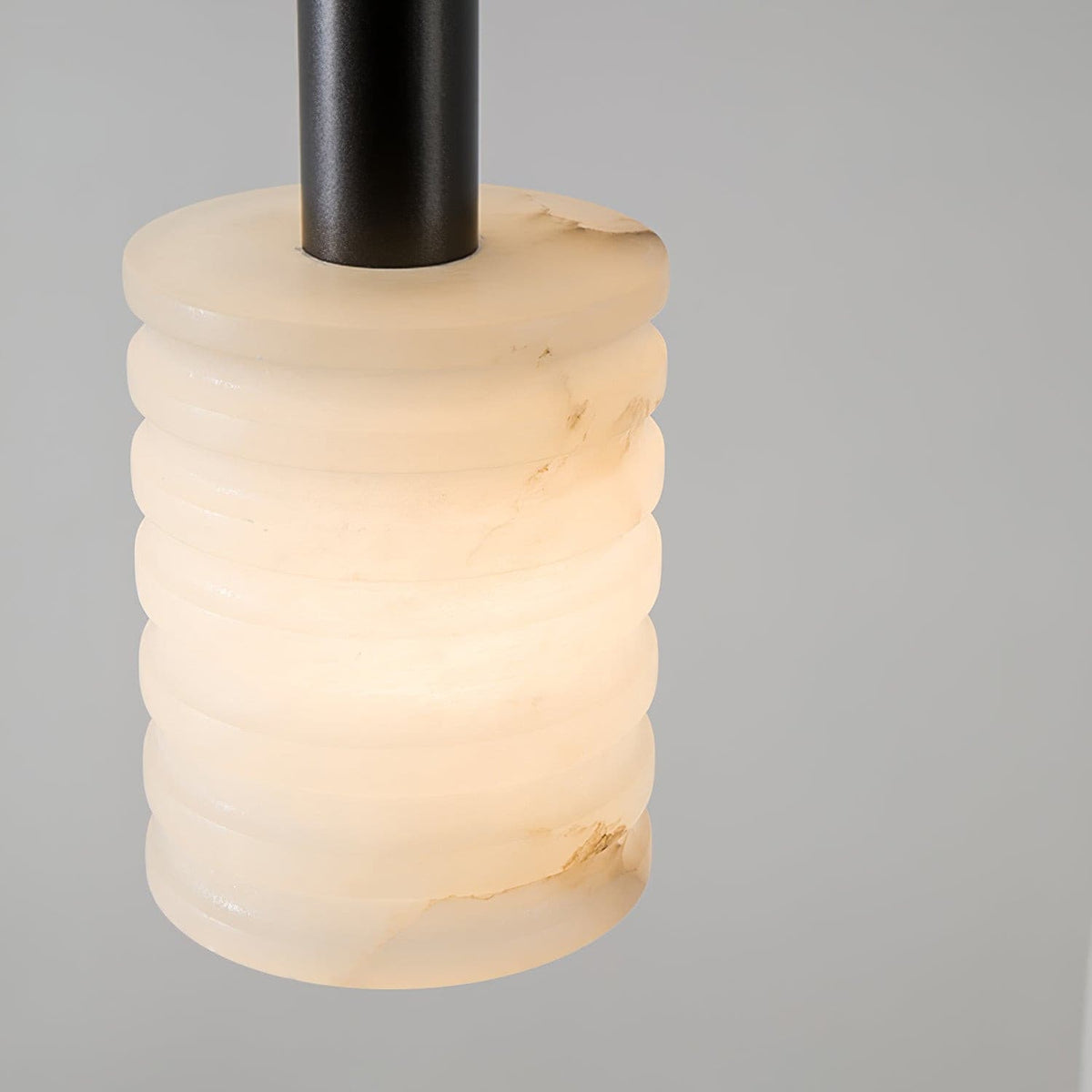 Soft Glow Grooved Cylinder Pendant Lamp With Alabaster