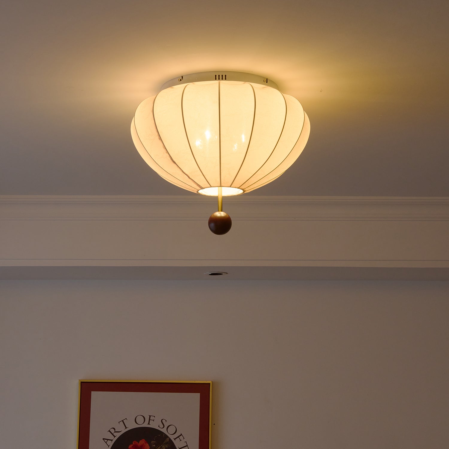 Fabric Ceiling Light Willow Wood And Lotus