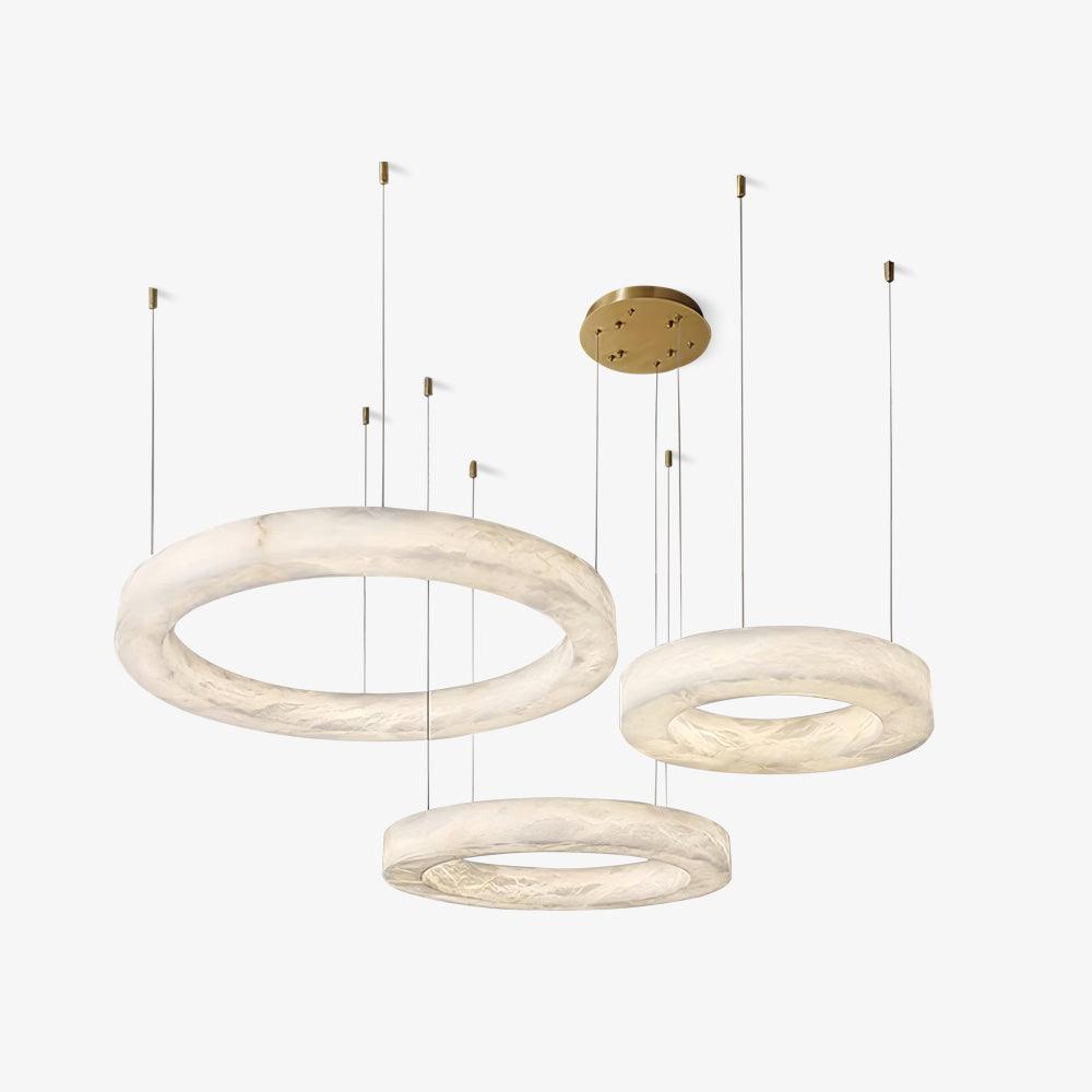Integrated LED Alabaster Multi Ring Pendant Light