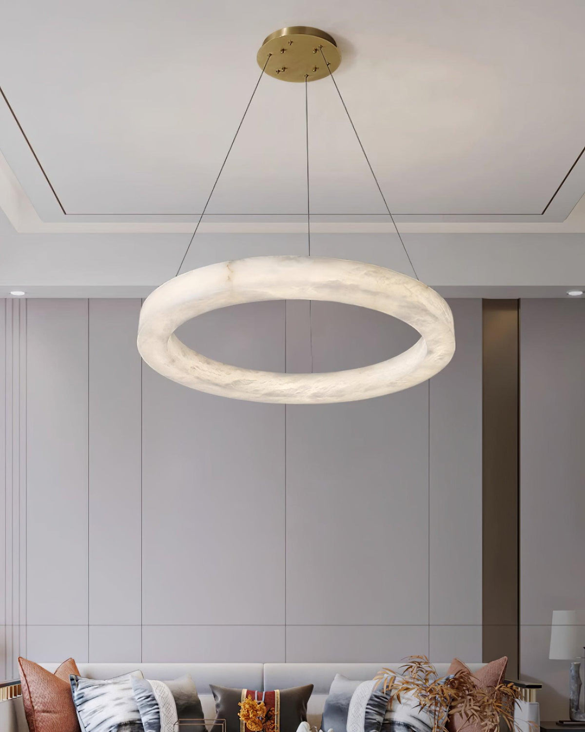 Integrated LED Alabaster Multi Ring Pendant Light