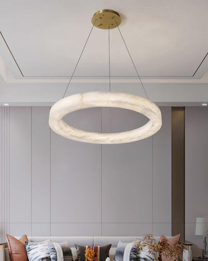 Integrated LED Alabaster Multi Ring Pendant Light
