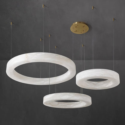Integrated LED Alabaster Multi Ring Pendant Light