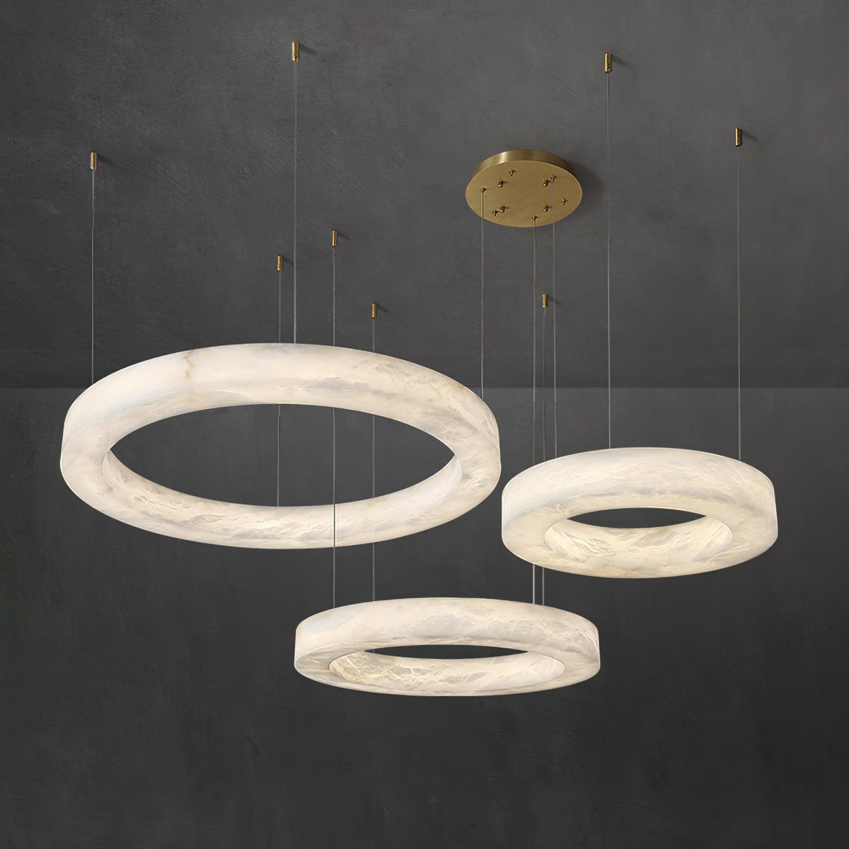 Integrated LED Alabaster Multi Ring Pendant Light