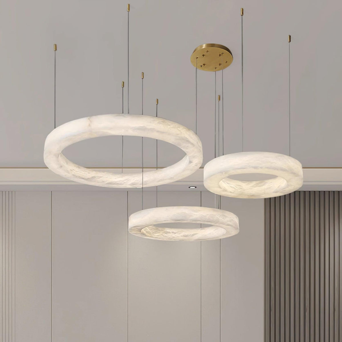 Integrated LED Alabaster Multi Ring Pendant Light
