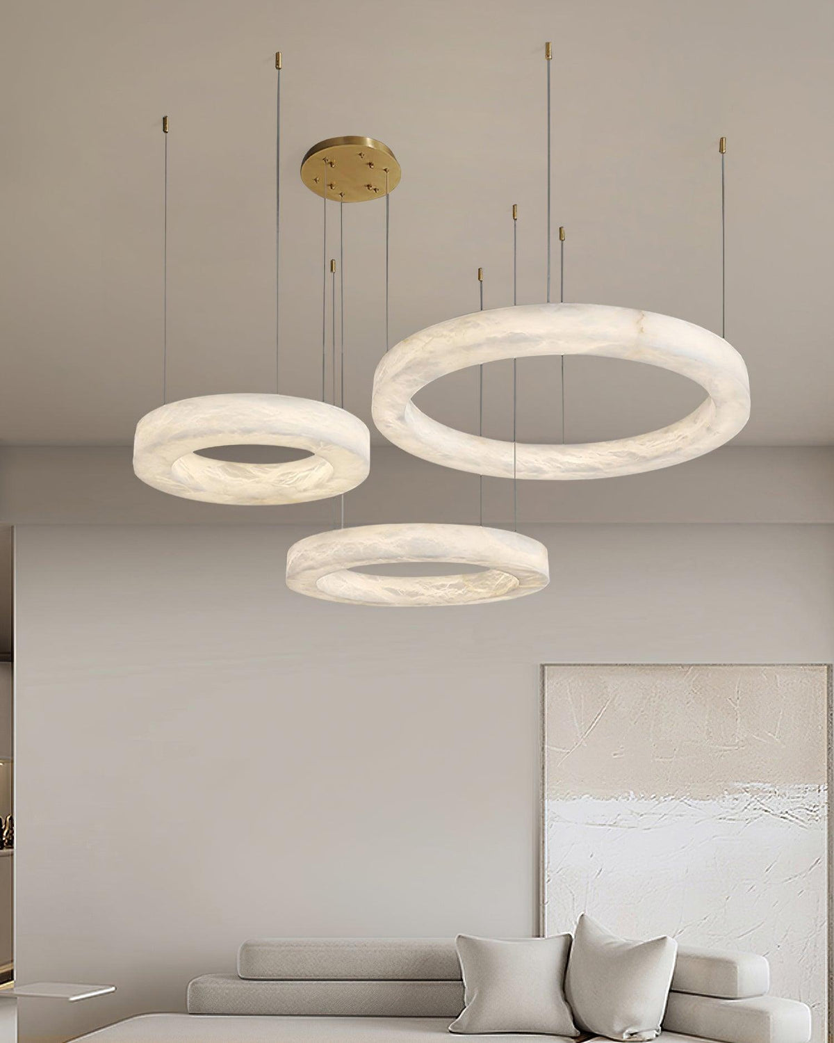 Integrated LED Alabaster Multi Ring Pendant Light