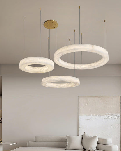 Integrated LED Alabaster Multi Ring Pendant Light