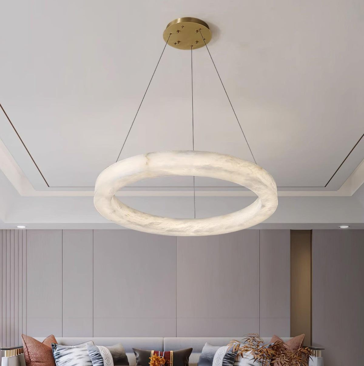 Integrated LED Alabaster Multi Ring Pendant Light