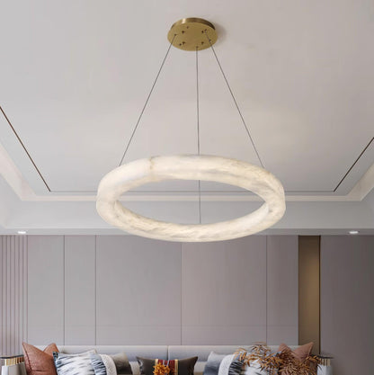 Integrated LED Alabaster Multi Ring Pendant Light