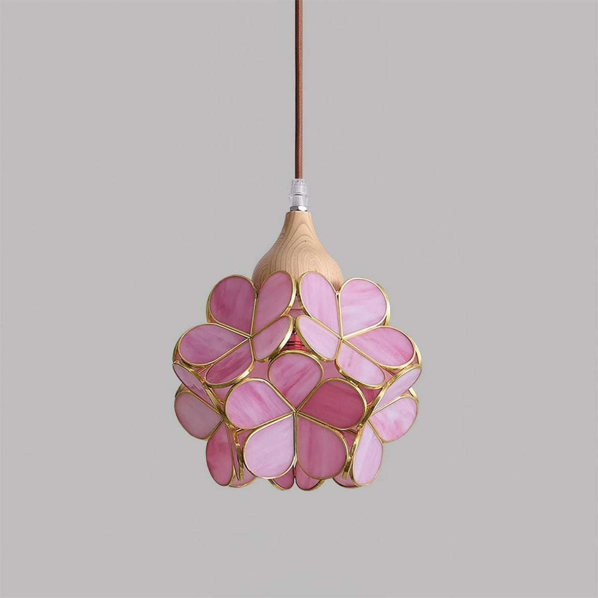 Ambient Glow Glass Pendant Light with Pink Petal