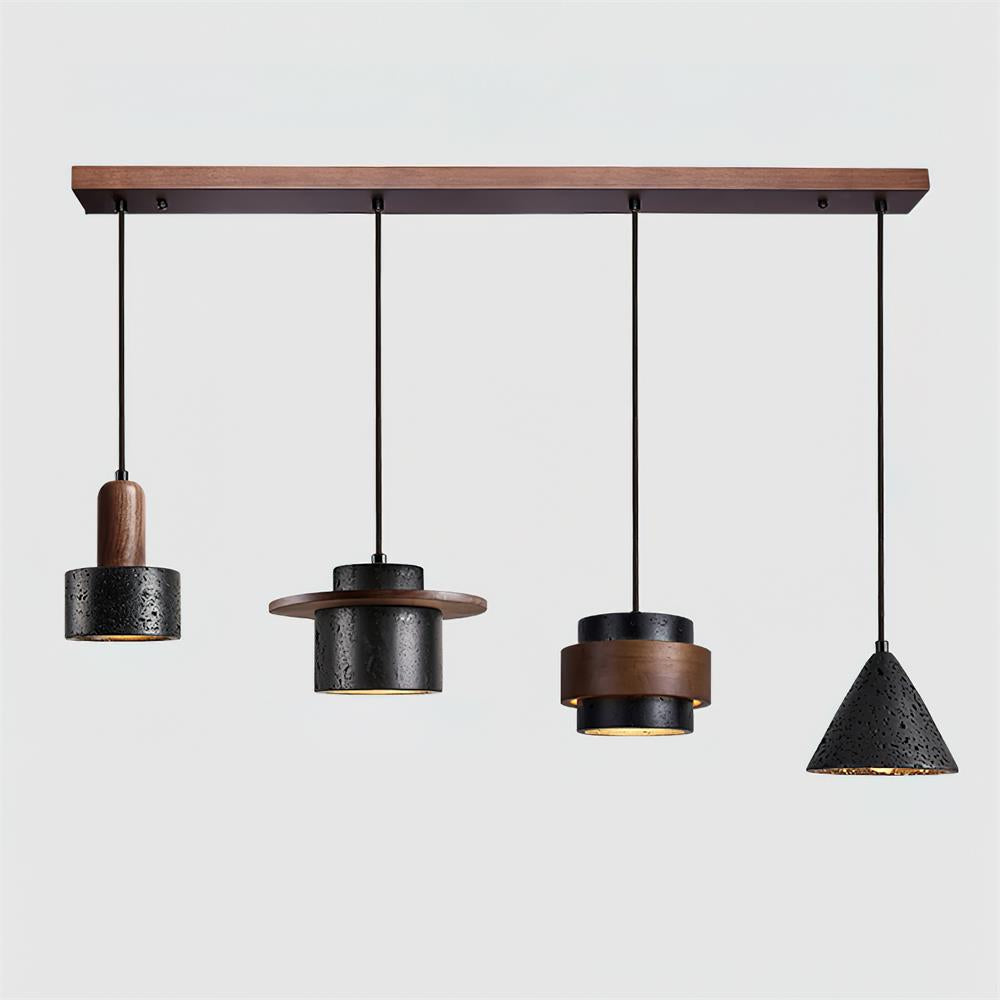 Pendant Lights Geometric Travertine With Warm Wood Accents