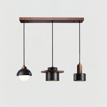 Pendant Lights Geometric Travertine With Warm Wood Accents