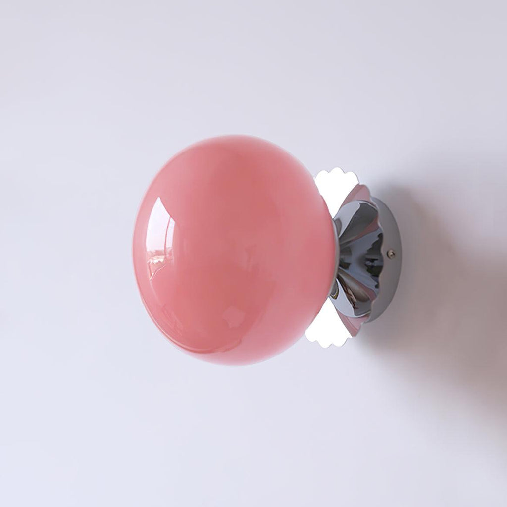 Wall Lamp Metal Frame With Rose Pink Glass Diffuser