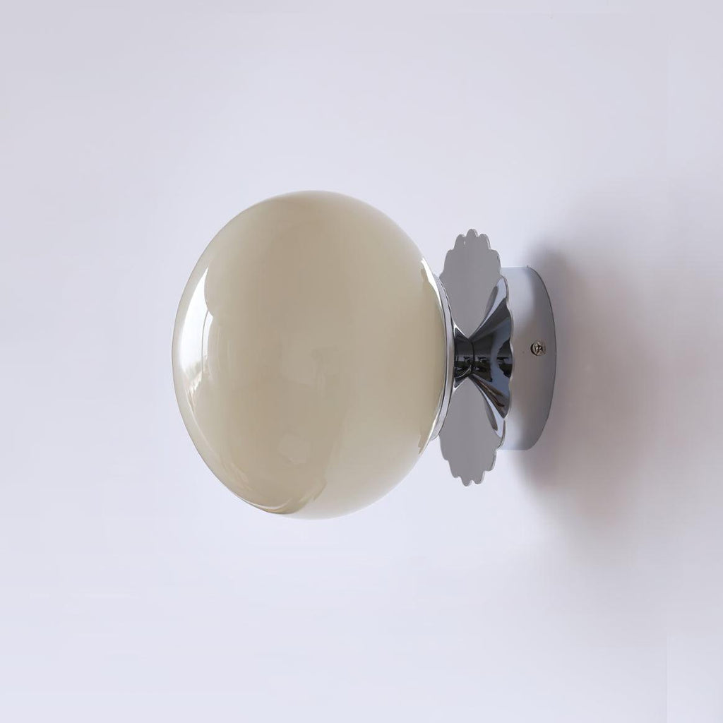 Wall Lamp Metal Frame With Rose Pink Glass Diffuser