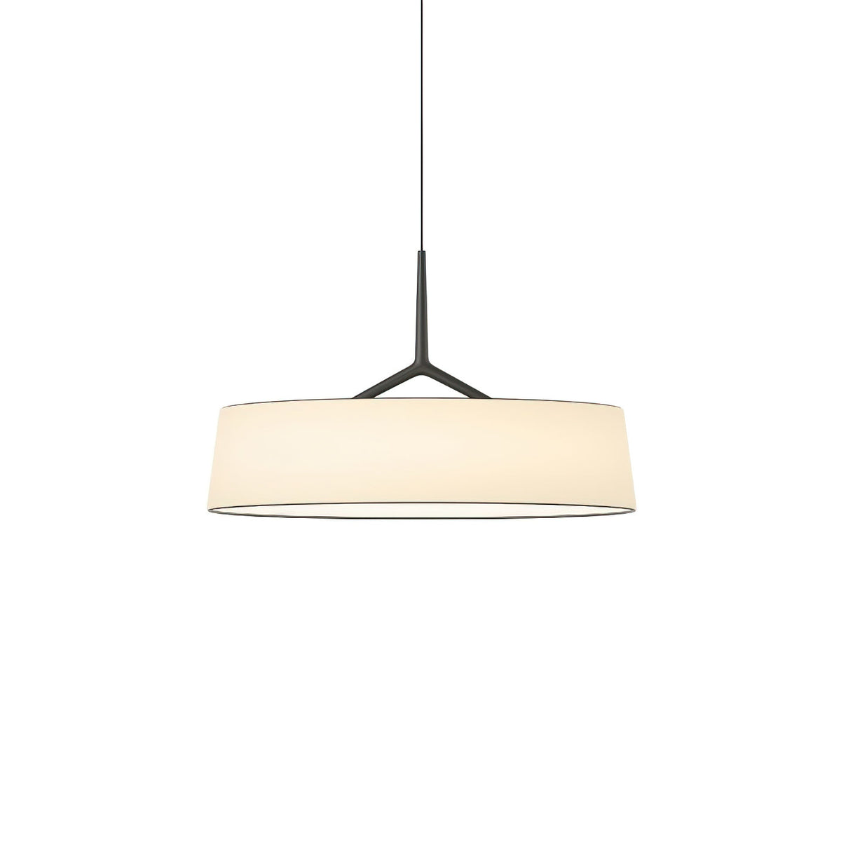 Black Integrated Led Pendant Light White Fabric Drum Shade