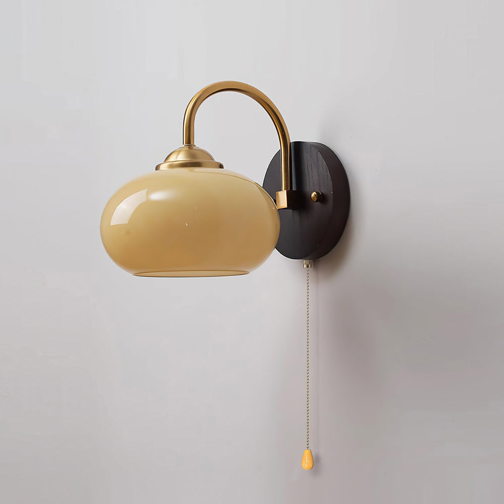 Vintage Modern Look Glass Dome Shade With Arched Arm Wall Lamp