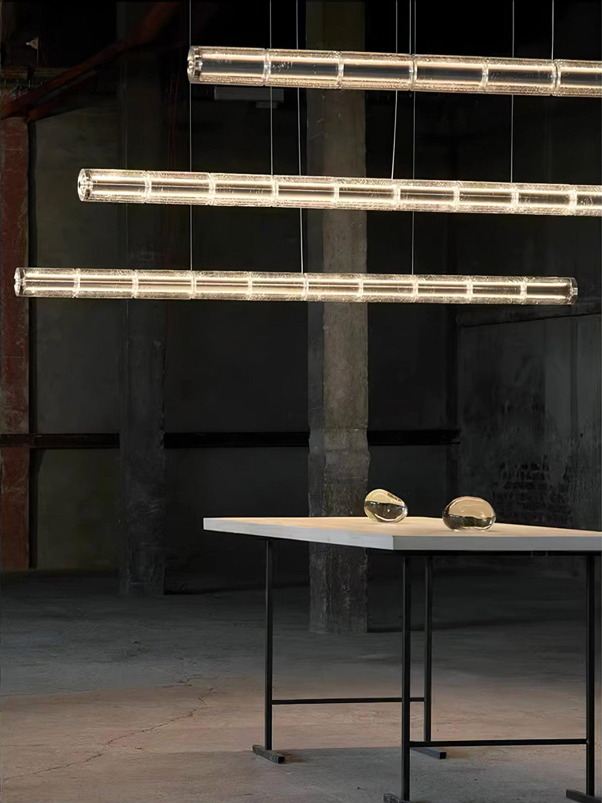 Modern Interiors Glass Pendant Linear Lamp Elegant