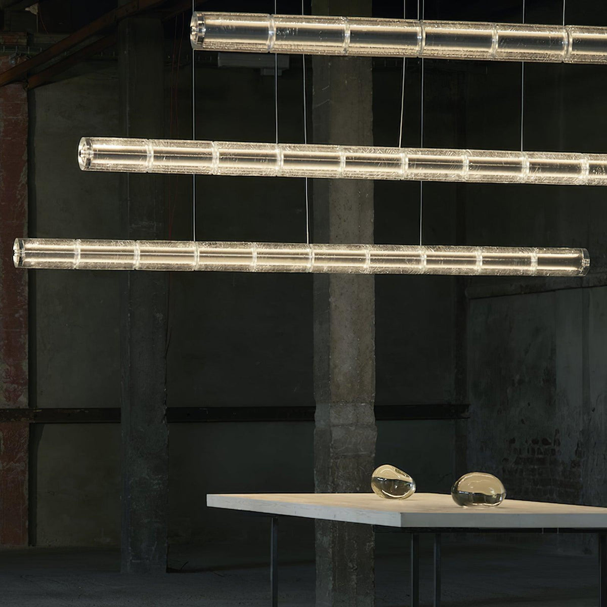 Modern Interiors Glass Pendant Linear Lamp Elegant