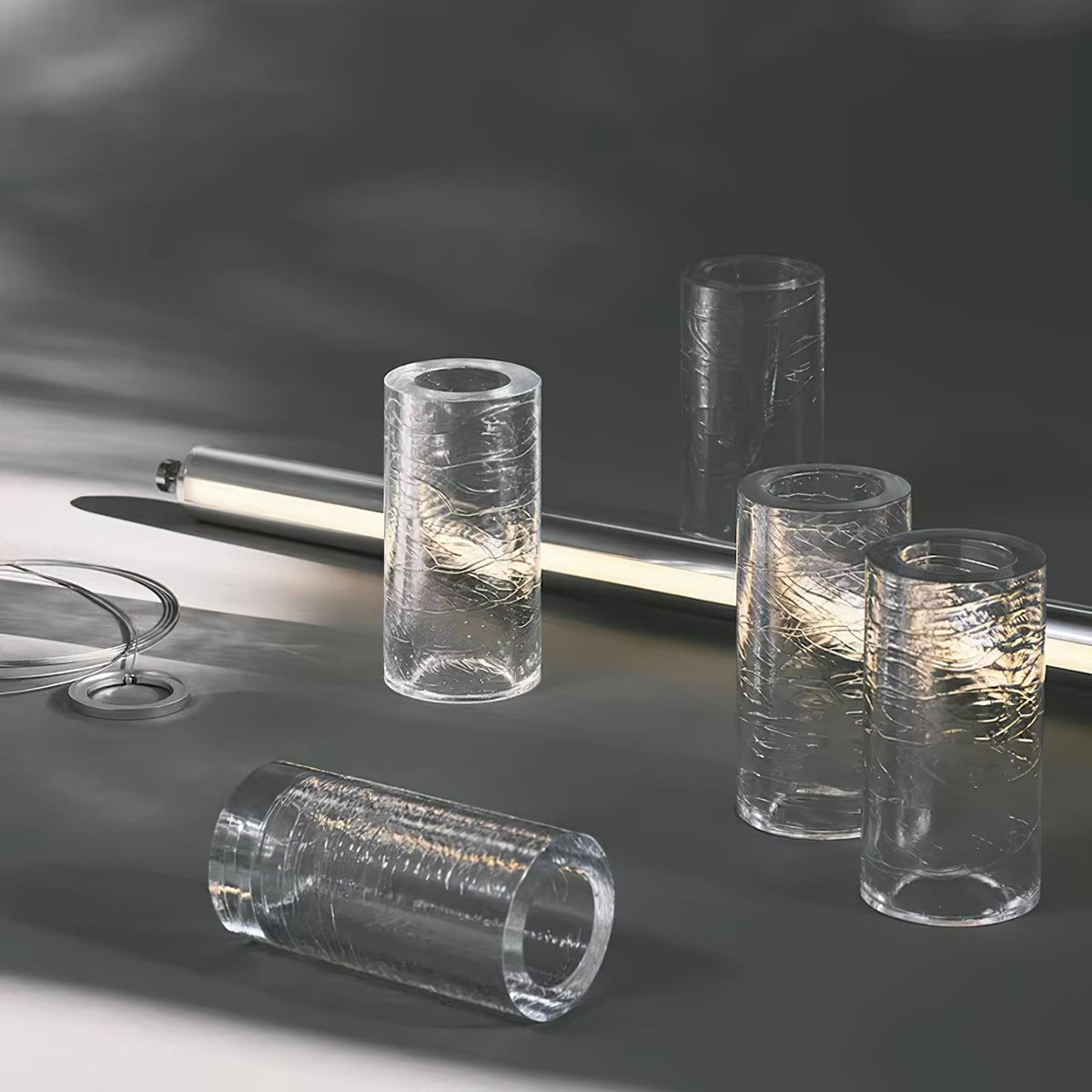 Modern Interiors Glass Pendant Linear Lamp Elegant