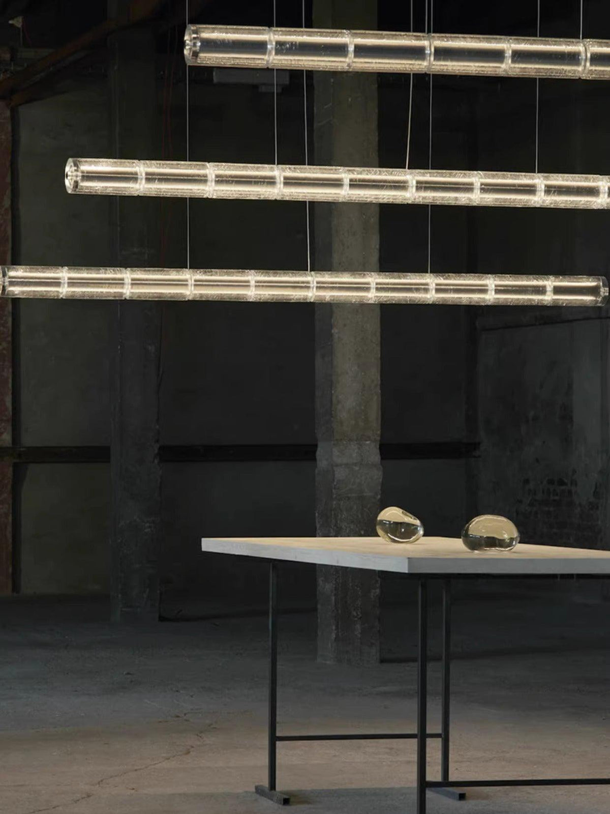 Modern Interiors Glass Pendant Linear Lamp Elegant