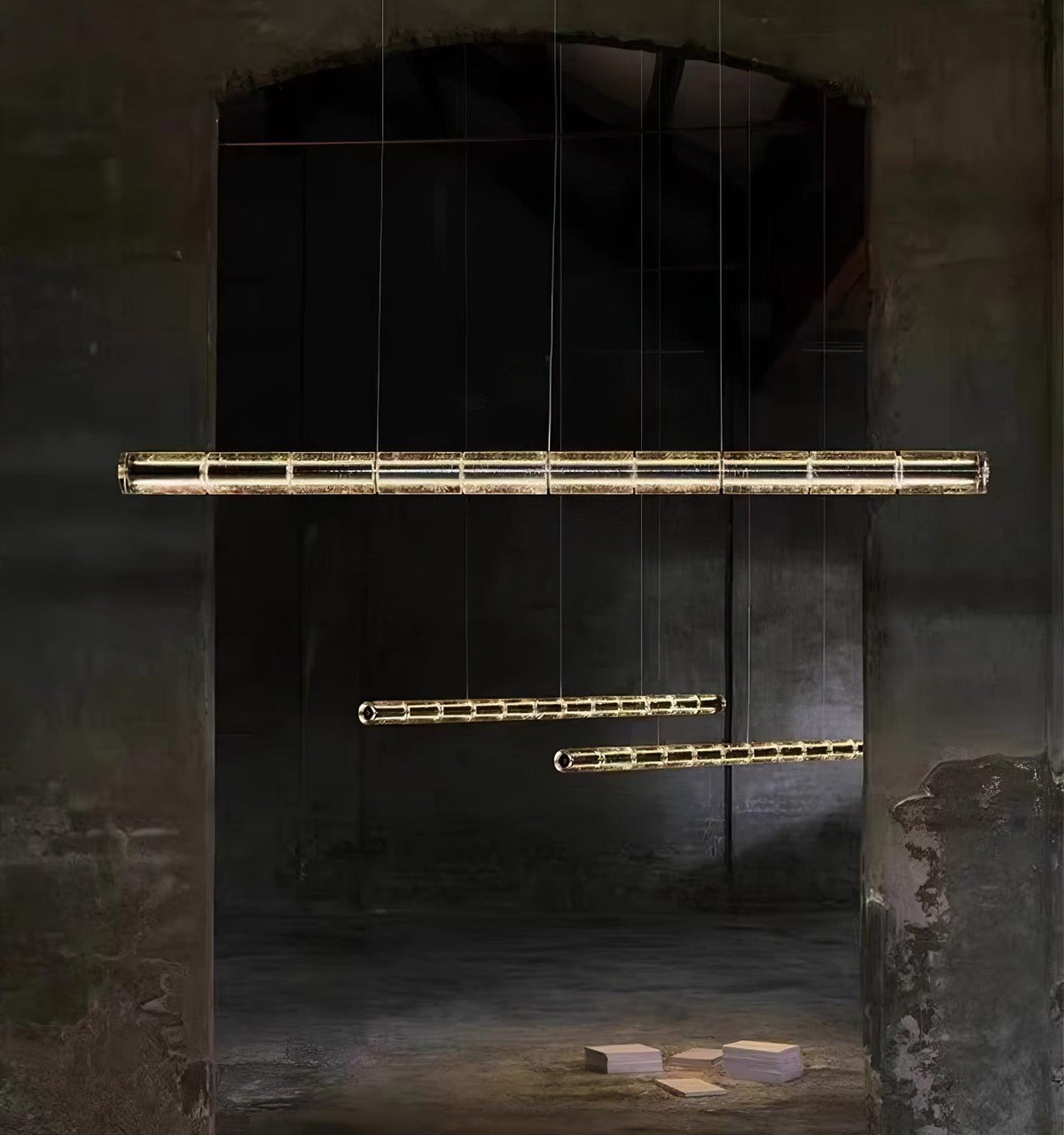 Modern Interiors Glass Pendant Linear Lamp Elegant