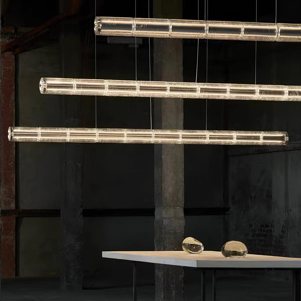 Modern Interiors Glass Pendant Linear Lamp Elegant