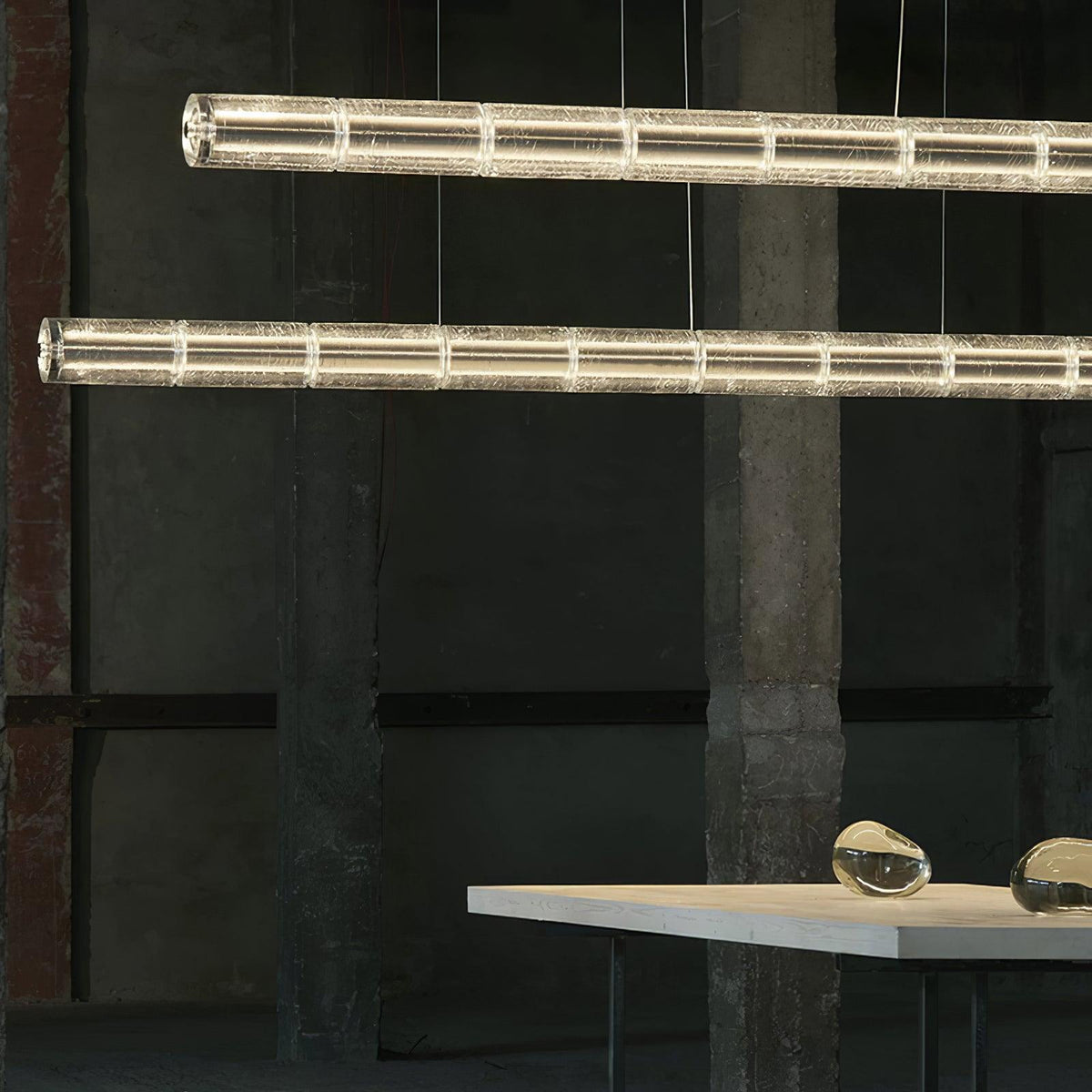 Modern Interiors Glass Pendant Linear Lamp Elegant