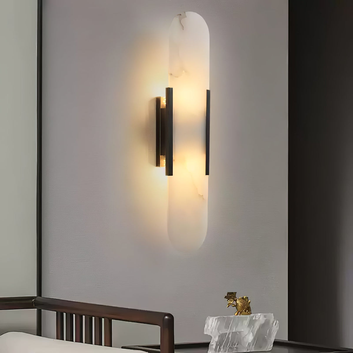 Warm Glow Alabaster Elongated Wall Light