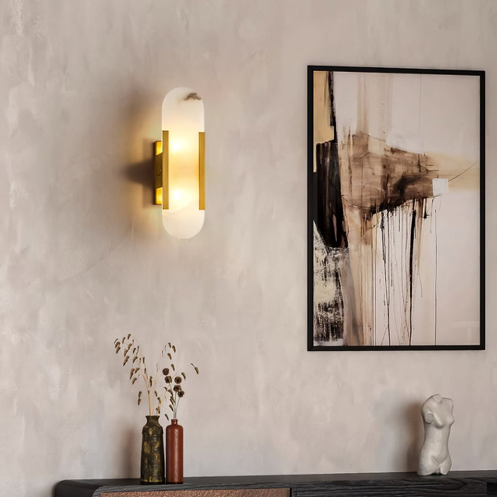 Warm Glow Alabaster Elongated Wall Light