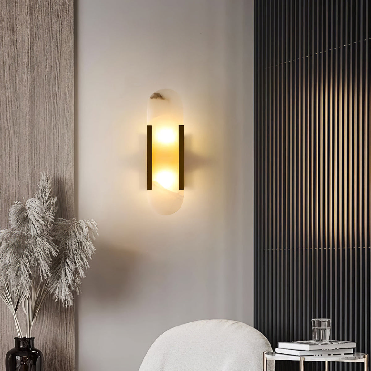 Warm Glow Alabaster Elongated Wall Light