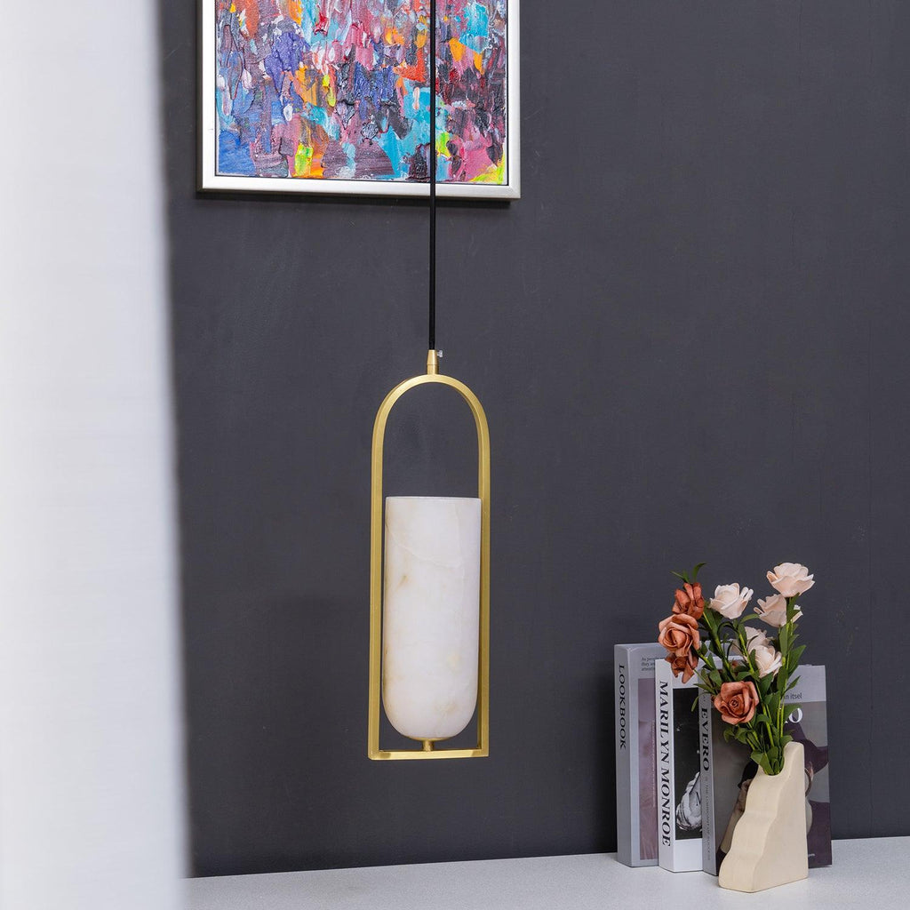 Ambient Glow Alabaster Arch Pendant Light