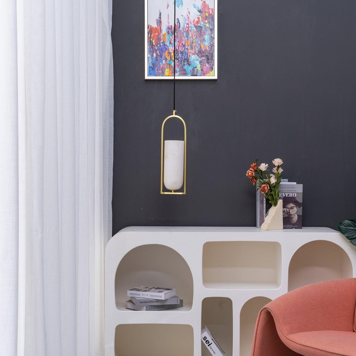 Ambient Glow Alabaster Arch Pendant Light