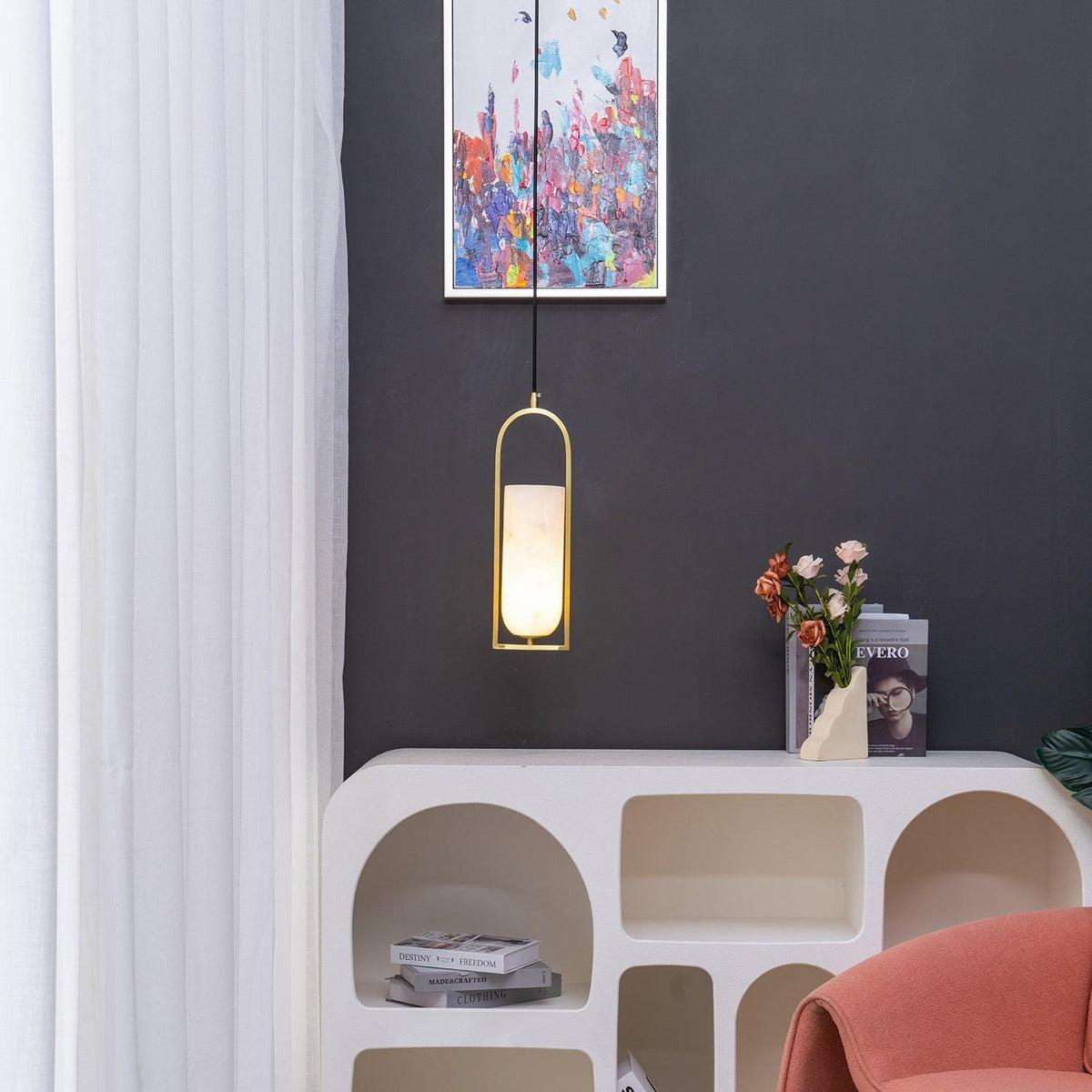 Ambient Glow Alabaster Arch Pendant Light