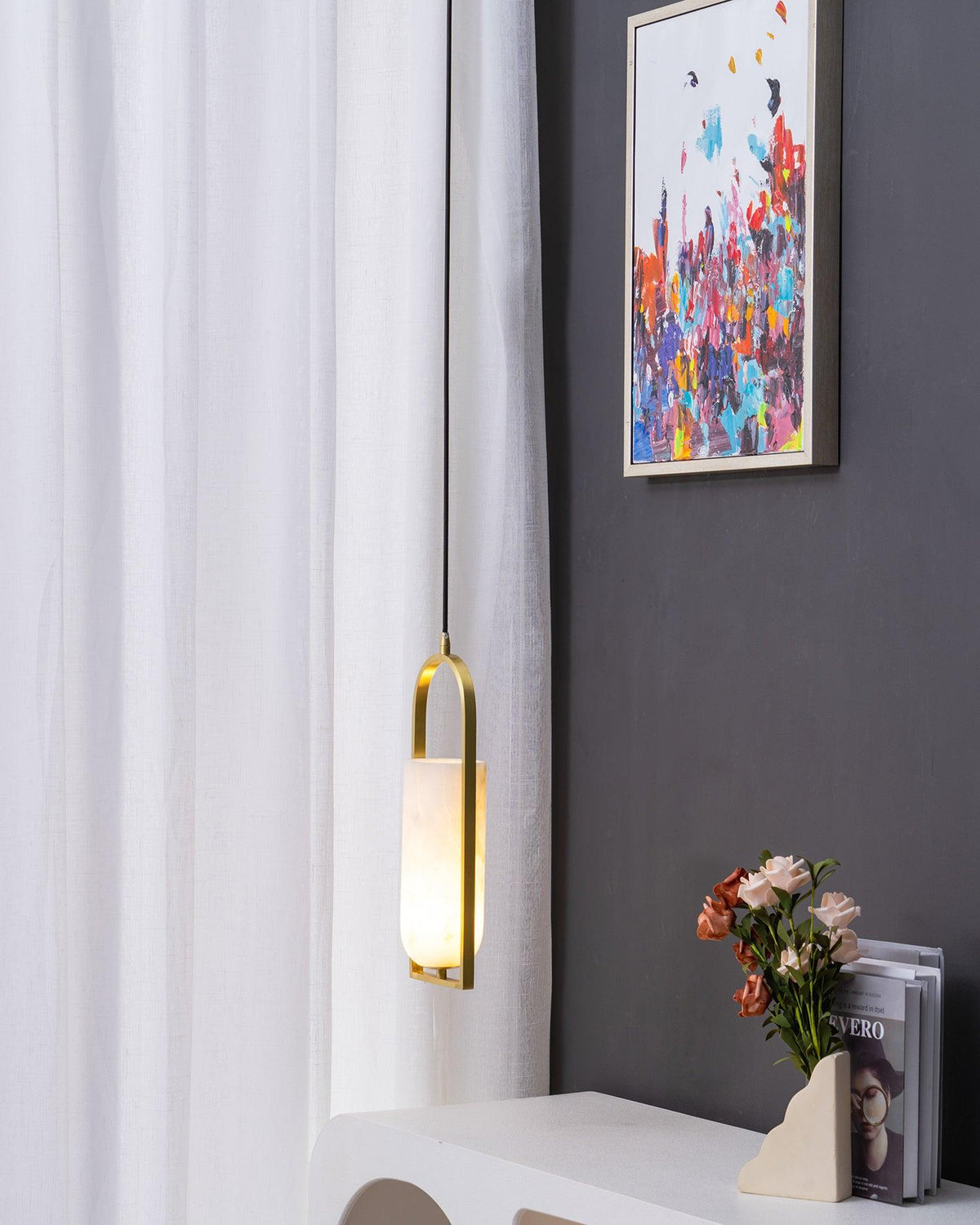 Ambient Glow Alabaster Arch Pendant Light