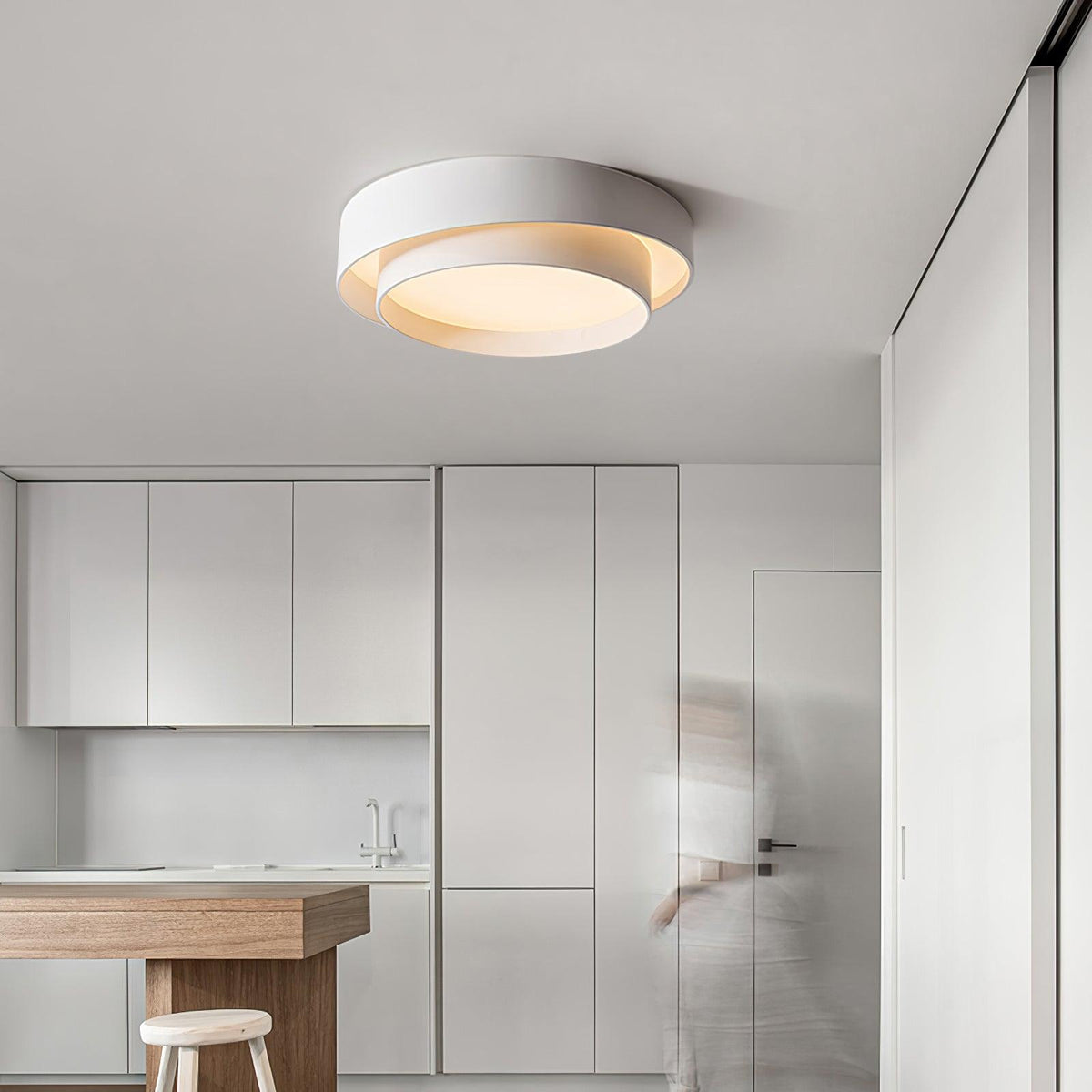 Grey White Black Minimalist Double Ring Ceiling Lamp