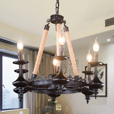 Bold Ambience Industrial Rope LED Pendant Chandelier