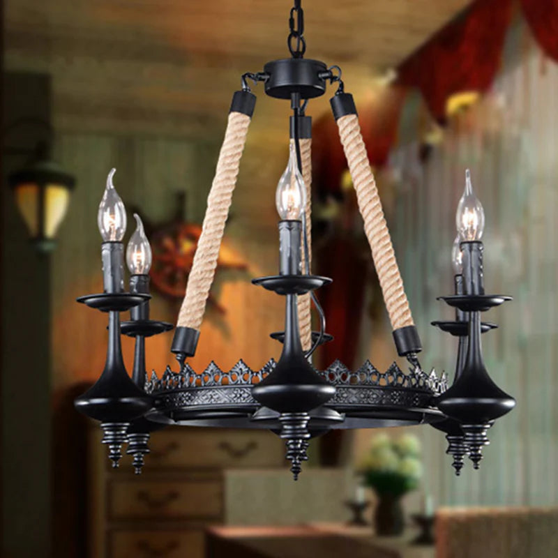 Bold Ambience Industrial Rope LED Pendant Chandelier