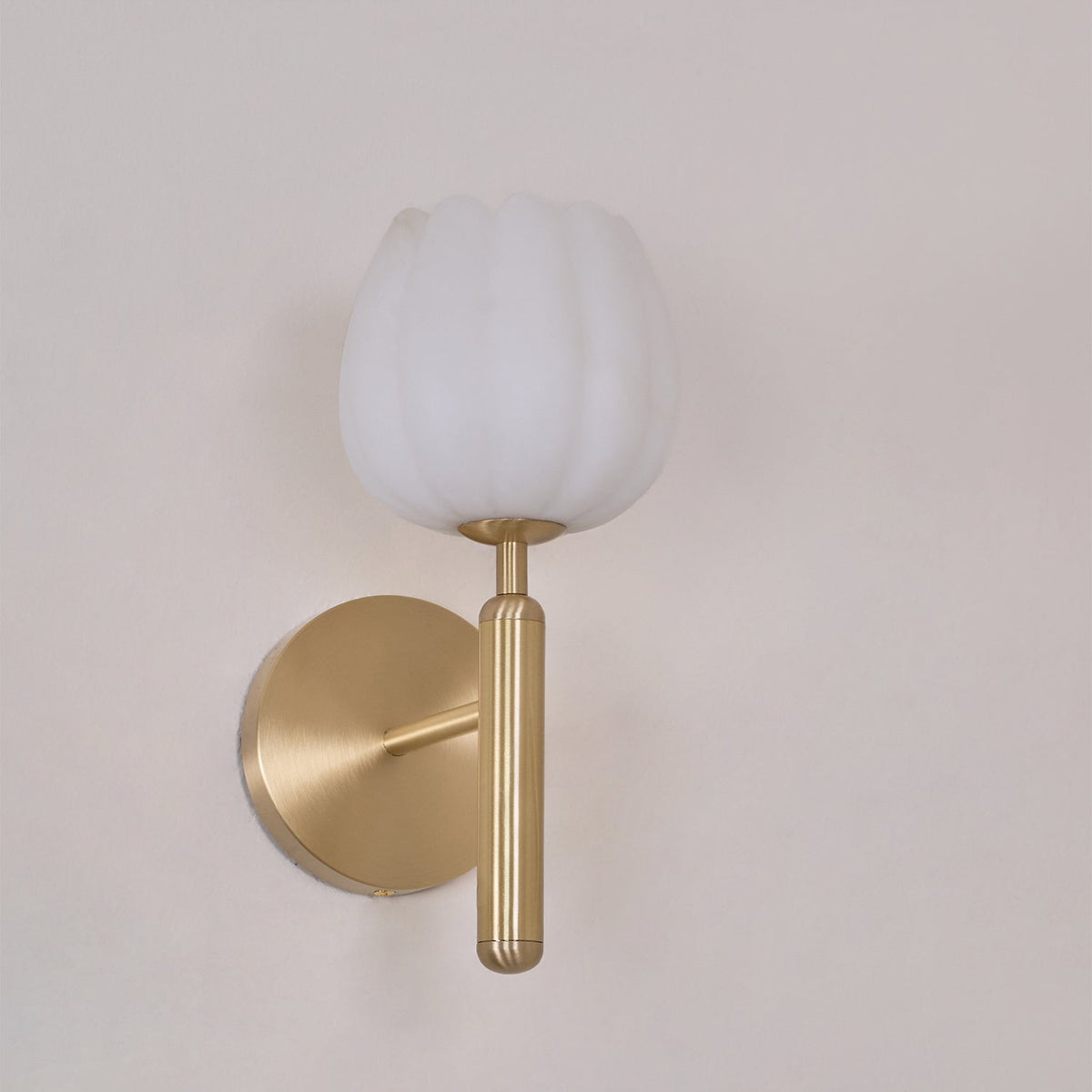 Wall Sconce Floral Brass Finish With Alabaster