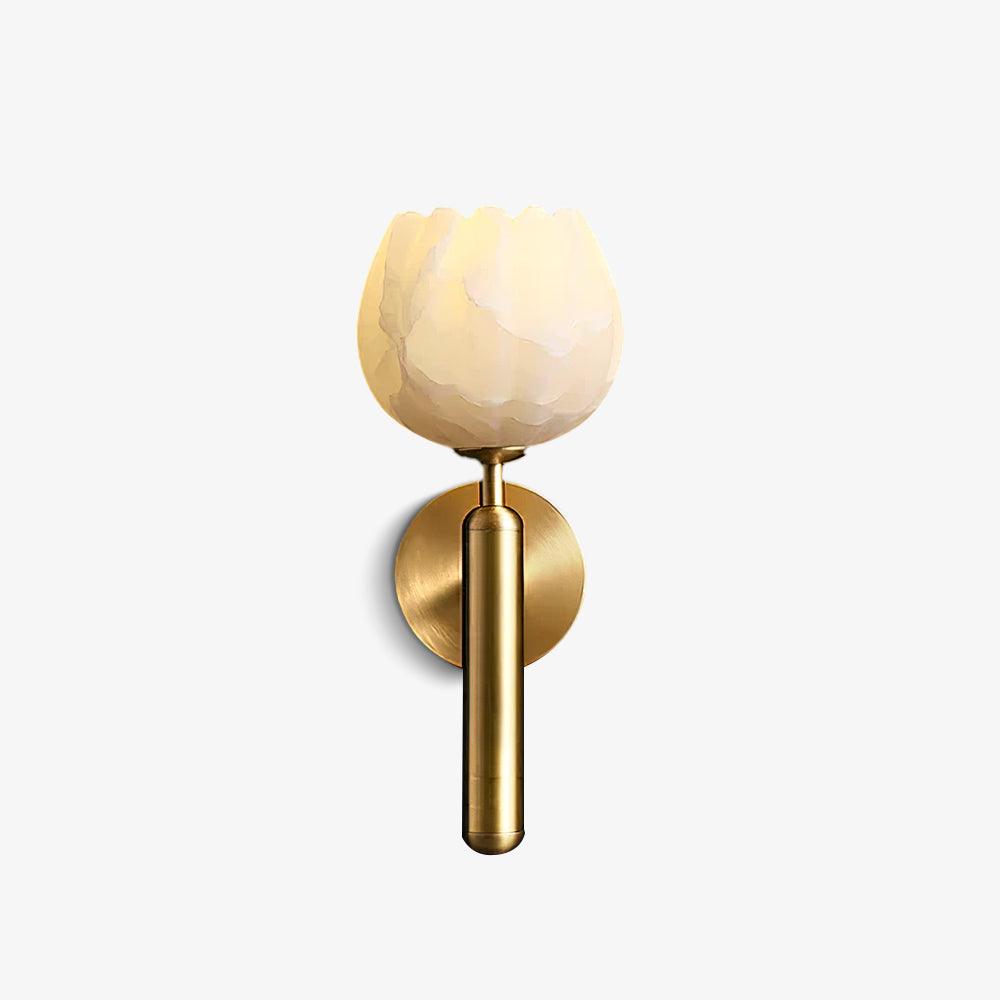 Wall Sconce Floral Brass Finish With Alabaster