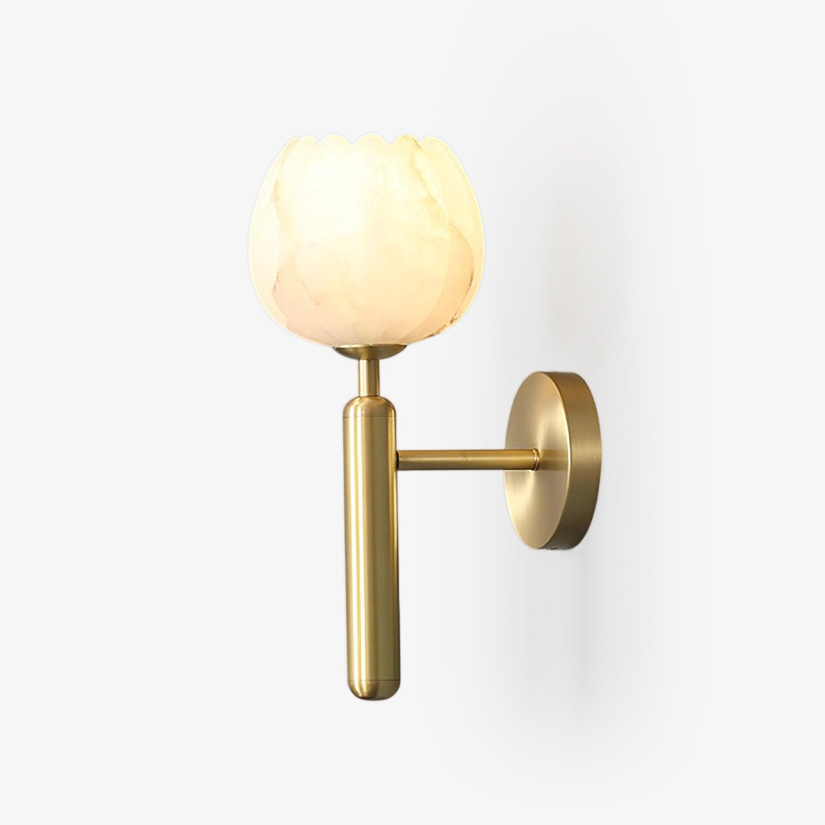Wall Sconce Floral Brass Finish With Alabaster