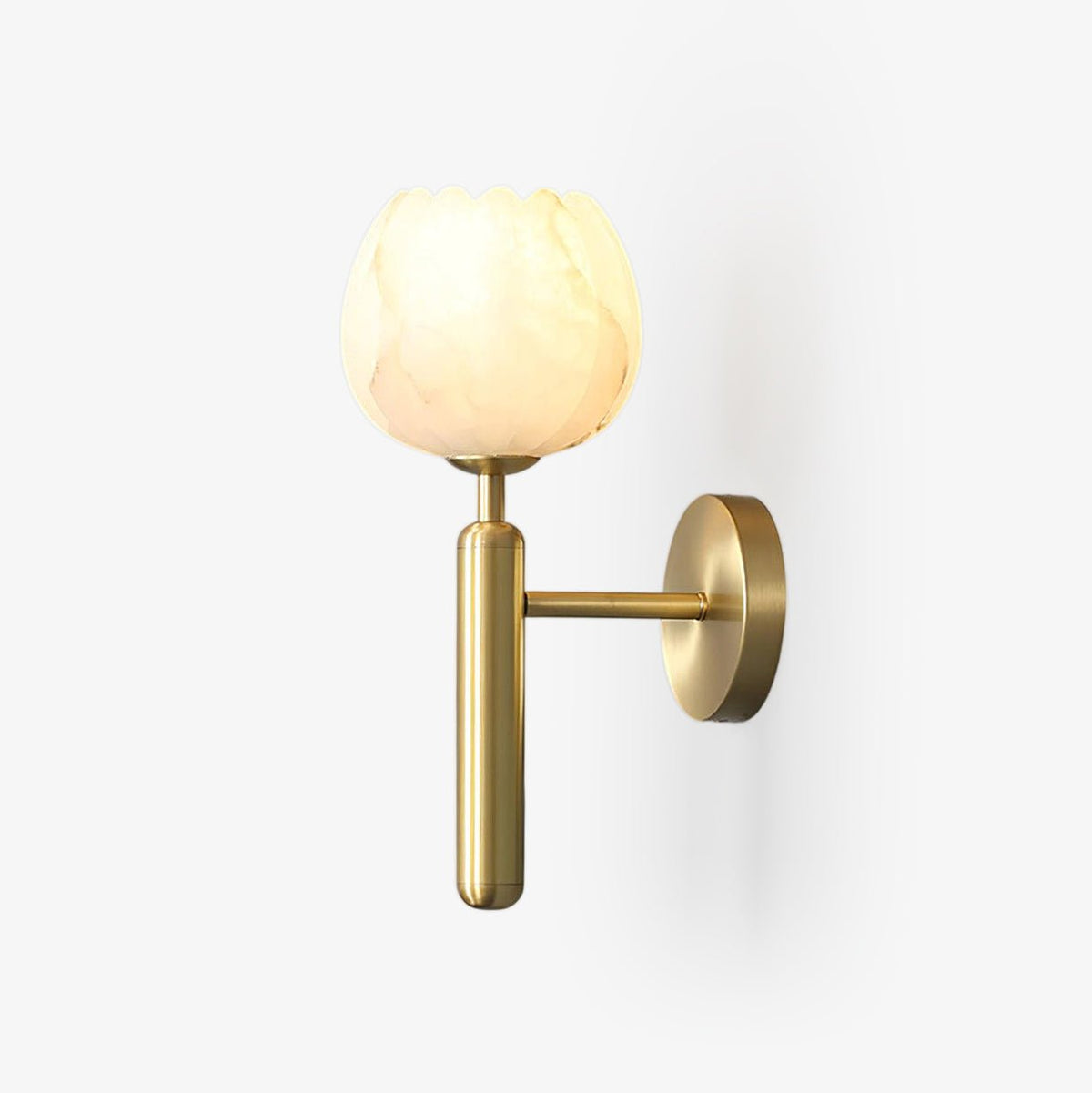 Wall Sconce Floral Brass Finish With Alabaster