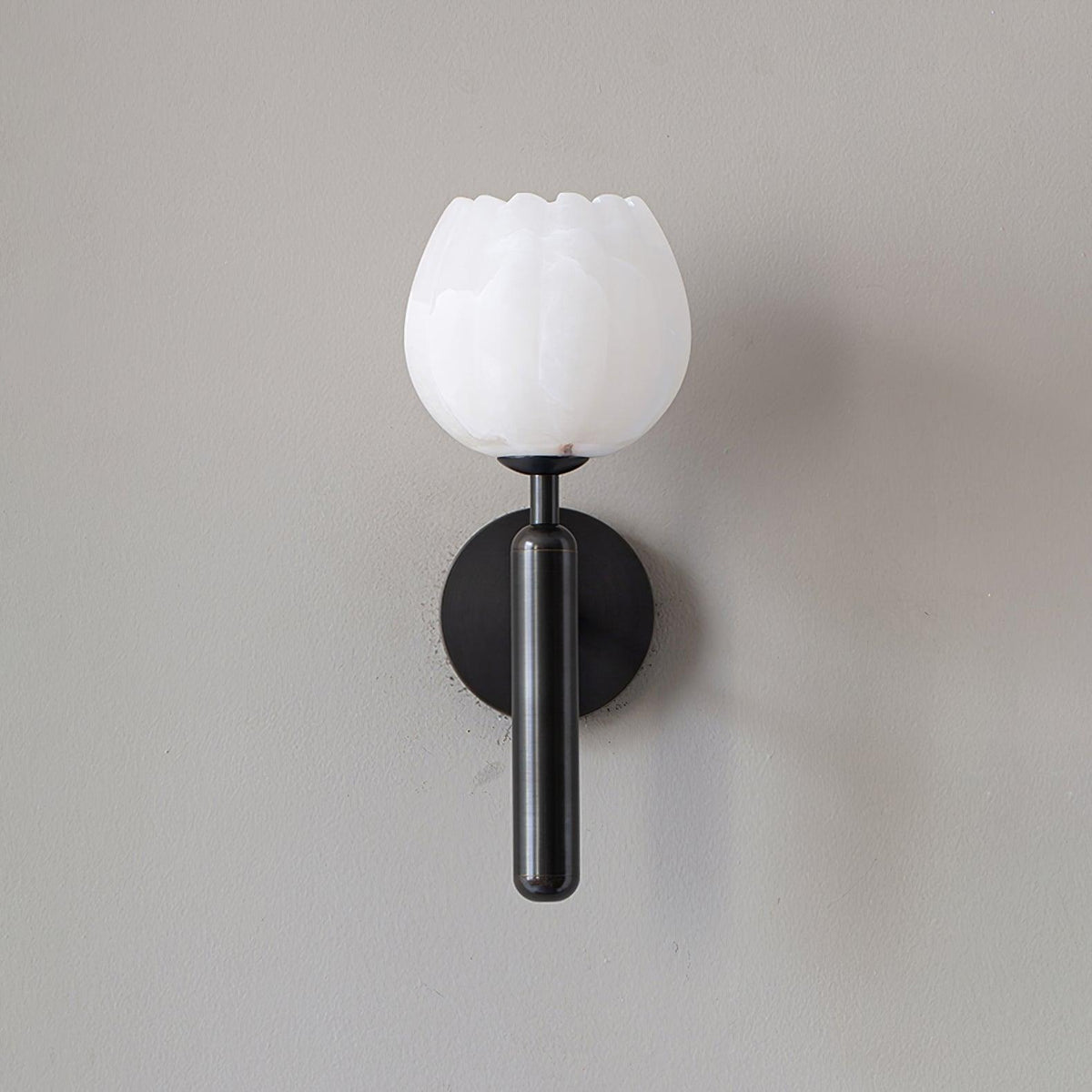 Wall Sconce Floral Brass Finish With Alabaster