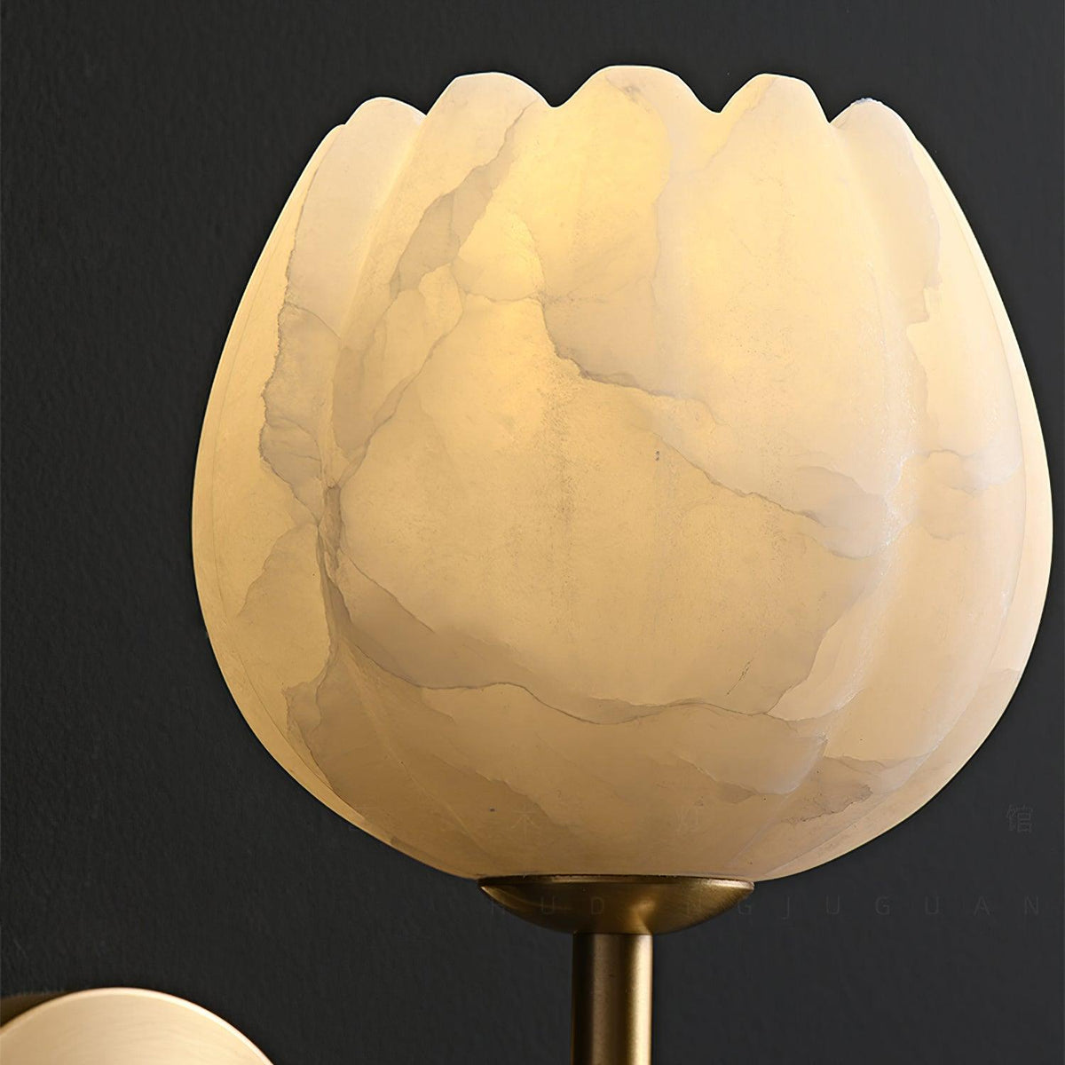 Wall Sconce Floral Brass Finish With Alabaster
