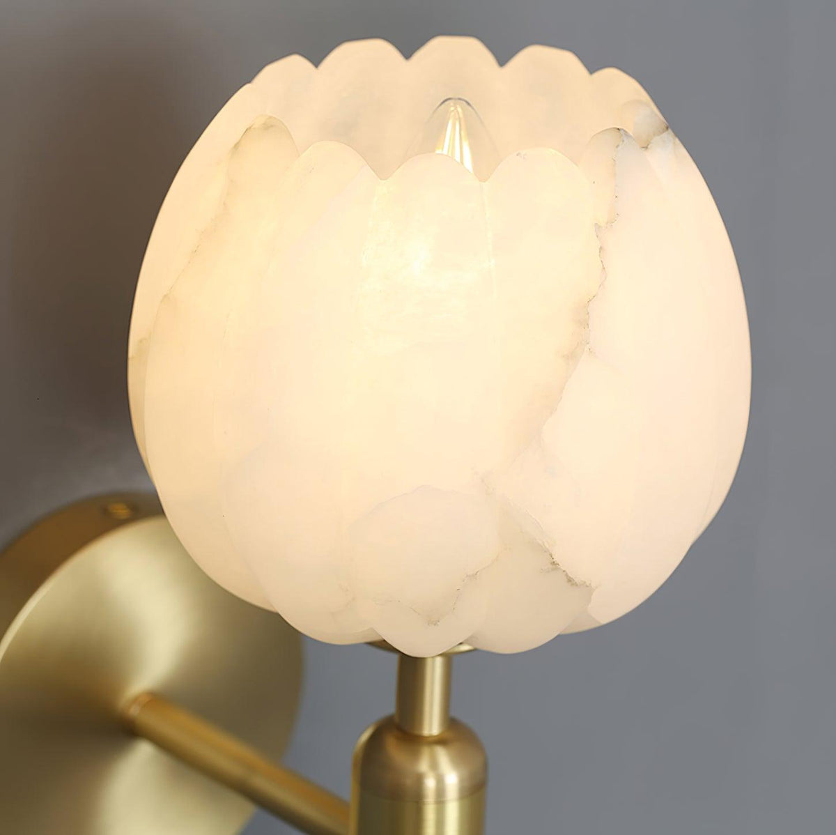Wall Sconce Floral Brass Finish With Alabaster