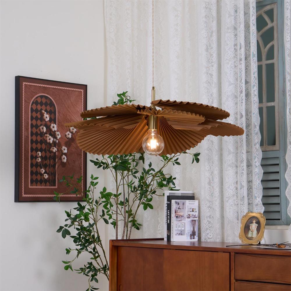 Warm Glow Kraft Paper Petal Pendant Light