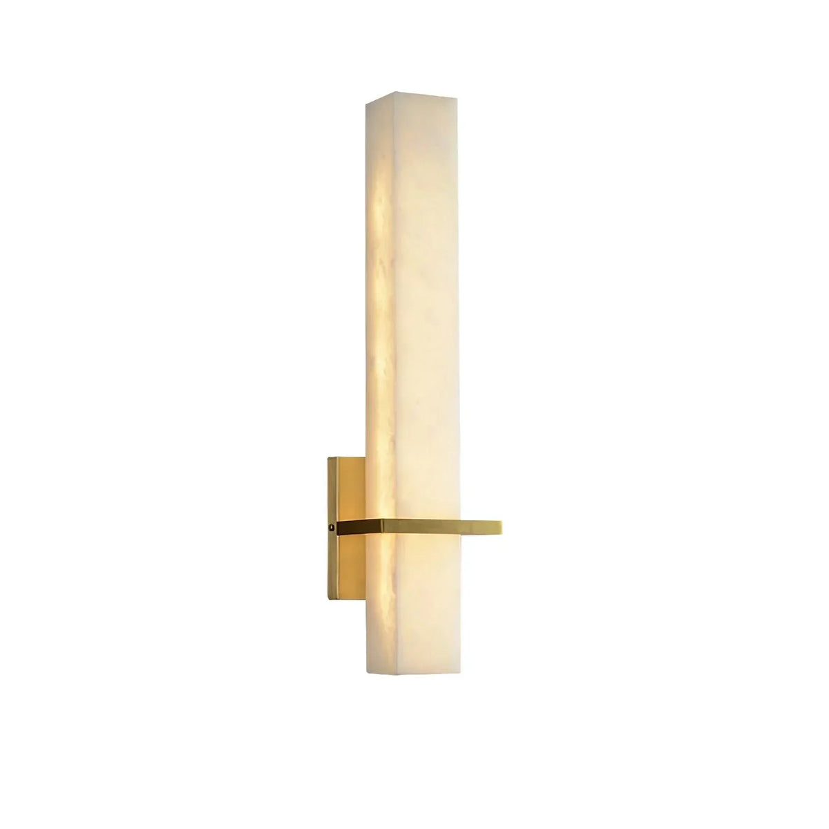 Modern Cuboid Alabaster Brass White Light Wall