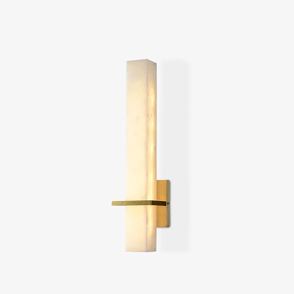 Modern Cuboid Alabaster Brass White Light Wall