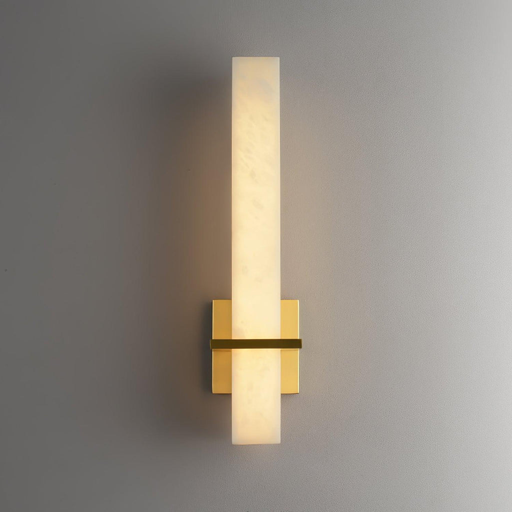 Modern Cuboid Alabaster Brass White Light Wall
