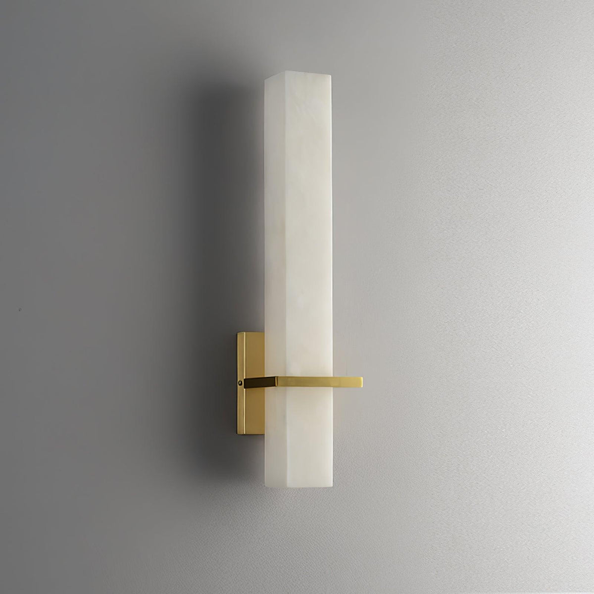 Modern Cuboid Alabaster Brass White Light Wall